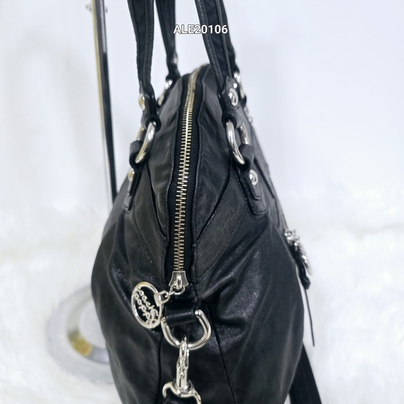 Coach Poppy Black Leather Satchel Shoulder Bag #16283 - Picture 15 of 17